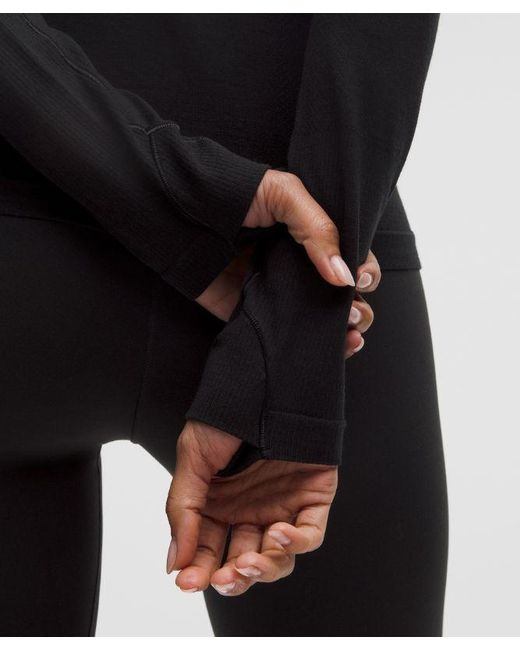 lululemon athletica Black – Swiftly Long-Sleeve Shirt – Wool-Blend – – Size 4