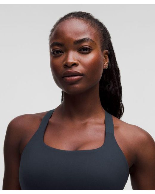 lululemon athletica Blue – Ultralu Square-Neck Workout Sports Bra Medium Support, D/Dd Cup – – Size 14