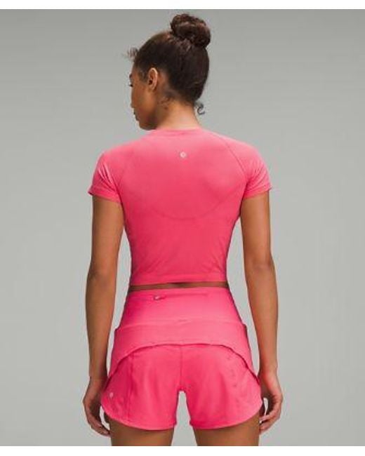 lululemon athletica Red Swiftly Tech Cropped Short-sleeve Shirt 2.0