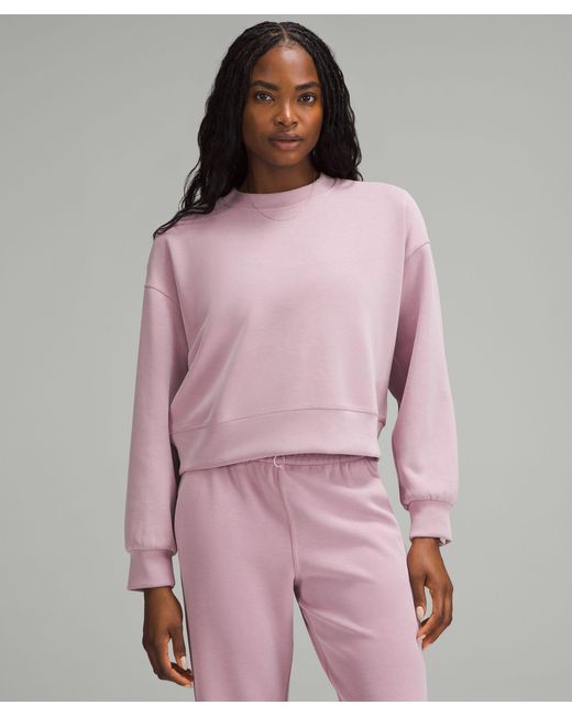 lululemon Softstreme Perfectly Oversized Cropped Crew Sweatshirt Size 14 in Pink Lyst