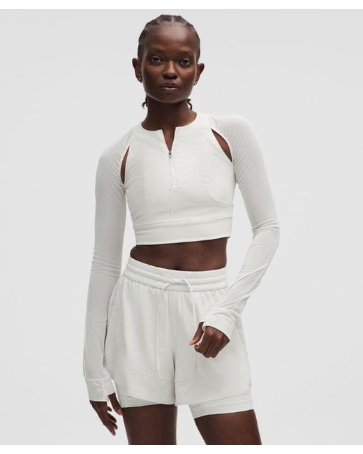 lululemon athletica White – Mesh Cropped Long-Sleeve Shirt Slnsh Collection – – Size Large