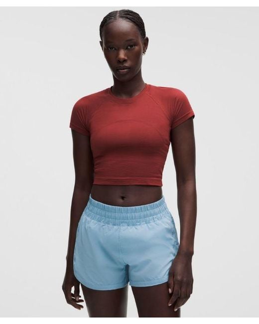 lululemon athletica Red – Swiftly Tech Cropped Short-Sleeve Shirt 2.4 – /Burgundy – Size 4