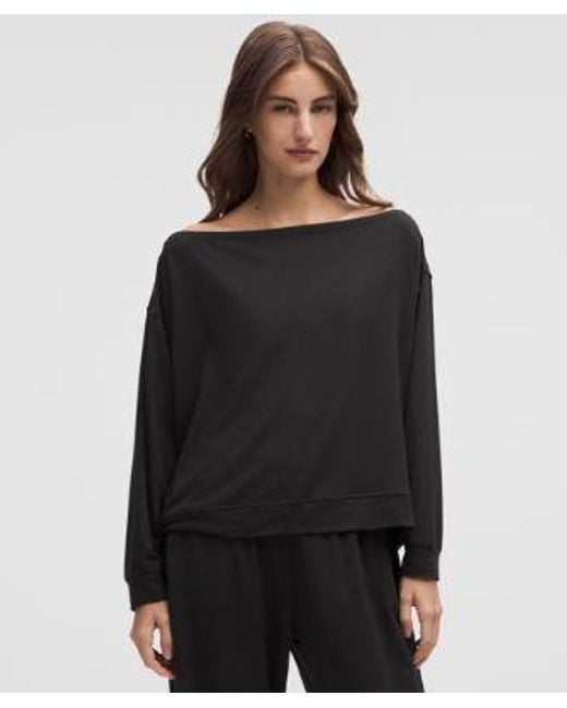 lululemon athletica Black Becalm Oversized Boatneck Long-Sleeve Shirt