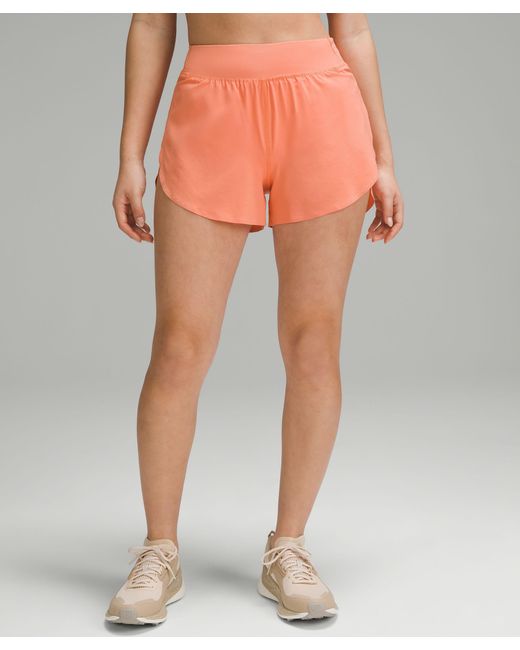 lululemon athletica Orange Fast And Free Reflective High-rise Classic-fit Shorts 3"