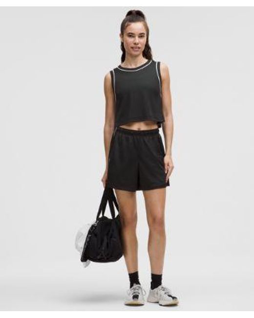 lululemon athletica Black Double-Layered Mesh Mid-Rise Short 5"