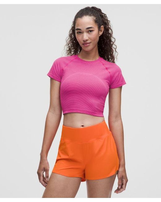 lululemon athletica Pink Swiftly Tech Cropped Short-Sleeve Shirt 2