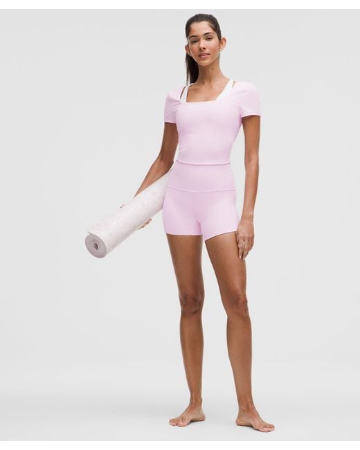 lululemon athletica Pink Wunder Under Smoothcover Square-Neck T-Shirt