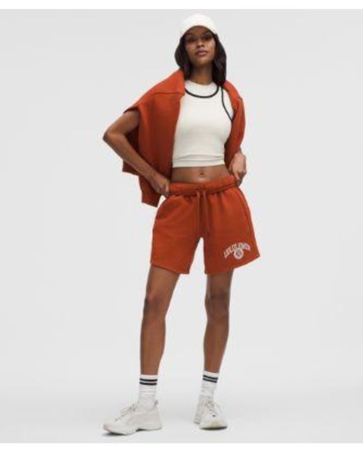 lululemon athletica Red Scuba Mid-Rise Oversized Short 7"