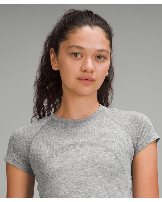 lululemon athletica Gray Swiftly Tech Cropped Short-Sleeve Shirt 2