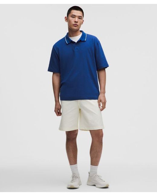 lululemon athletica Blue – -Knit Jersey Short-Sleeve Polo Shirt – – Size Large for men