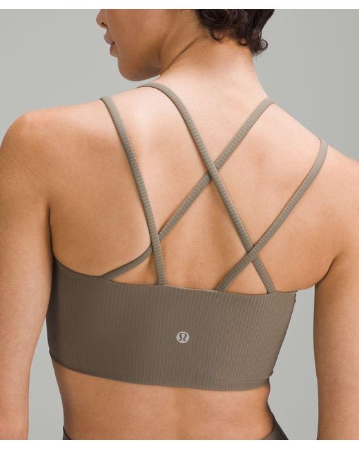 lululemon athletica Green – Like A Cloud Ribbed Longline Sports Bra Light Support, B/C Cup – – Size 14