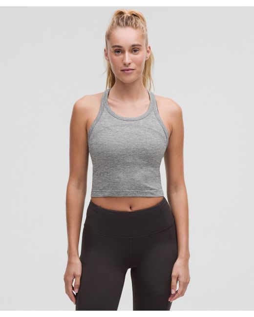 lululemon athletica Gray Swiftly Tech Cropped Racerback Tank Top 2