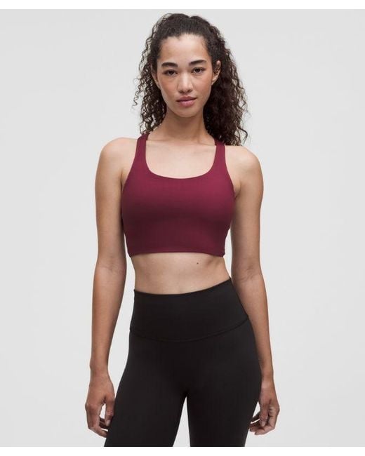 lululemon athletica Red – Energy Longline Sports Bra Medium Support, B-D Cups Evolve – Color Burgundy/ – Size Large