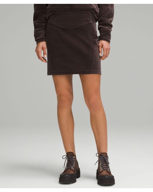 lululemon athletica Black Scuba Mid-rise Mini Skirt Velvet Cord