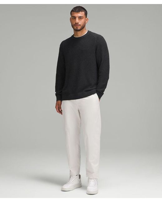 lululemon athletica Gray Textured Knit Crewneck Sweater - Color Black/grey - Size L for men