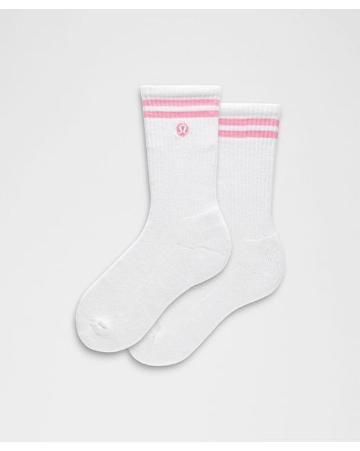 lululemon athletica White – Daily Essential Crew Socks Stripe – – Size Small