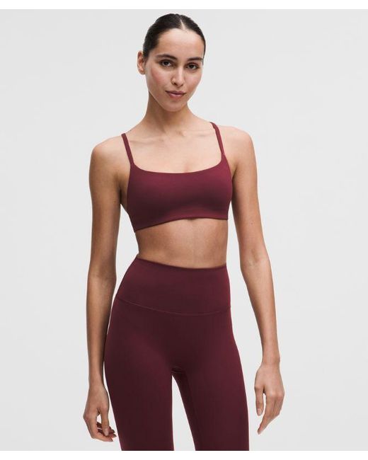 lululemon athletica Red – Wunder Train Strappy Racer Sports Bra Light Support, A/B Cup – Color Burgundy/ – Size 14