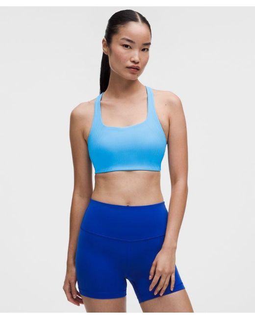 lululemon athletica Blue – All-Time Hero Ribbed Sports Bra Medium Support, B/C Cup – – Size Large