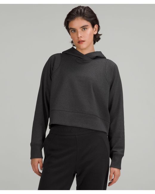 lululemon athletica Gray Loungeful Cropped Hoodie Sparkle - Color Black - Size 10