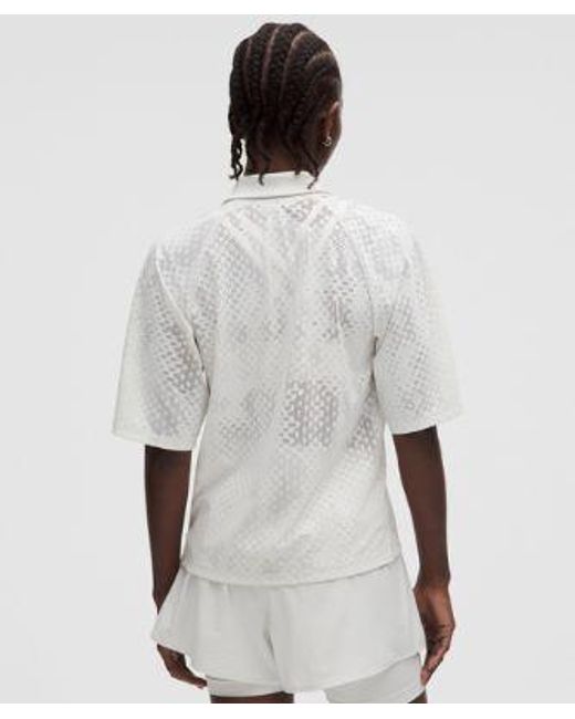 lululemon athletica White – Jacquard-Mesh Short-Sleeve Shirt Slnsh Collection – – Size Large