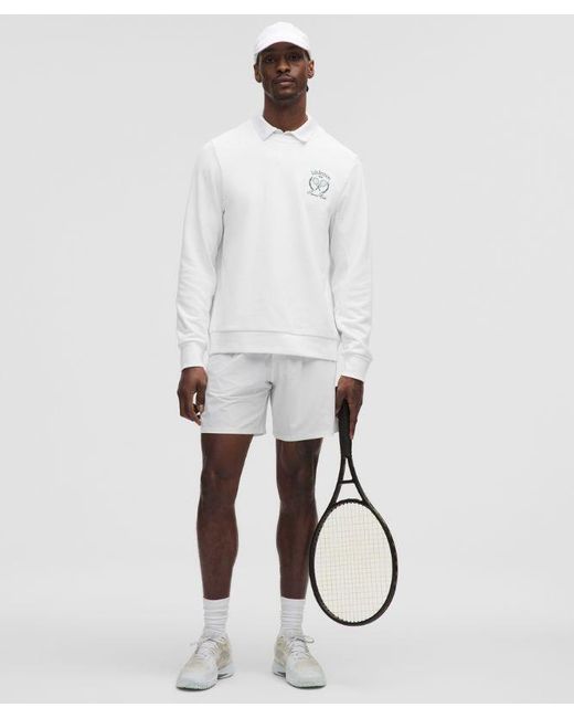 lululemon athletica Blue Striped Mesh Tennis Short 7" for men
