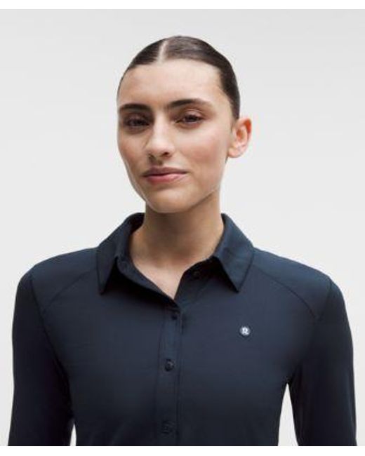 lululemon athletica Blue Quick-Dry Long-Sleeve Polo Shirt