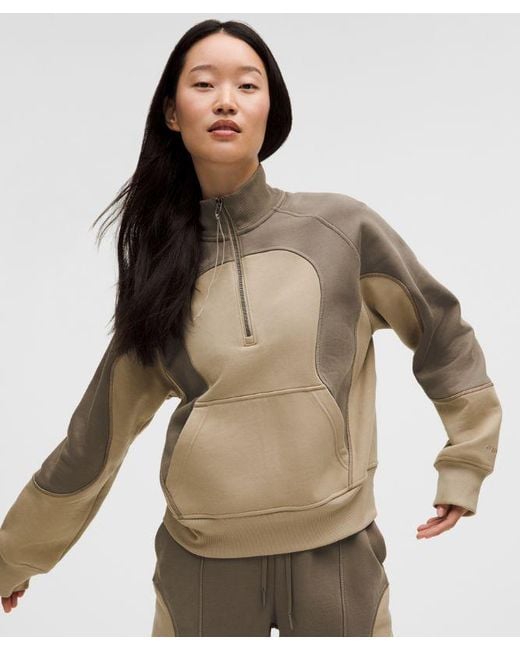 lululemon athletica Brown – Cotton Fleece Relaxed-Fit Half Zip Sweatshirt Slnsh Collection – – Size Large