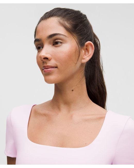 lululemon athletica Pink Wunder Under Smoothcover Square-Neck T-Shirt