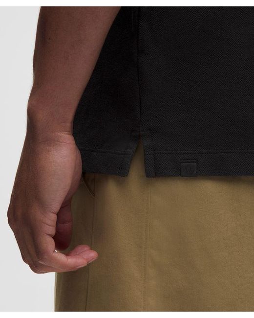 lululemon athletica Black – Pique Short-Sleeve Polo Shirt – Cotton-Blend – – Size Large for men