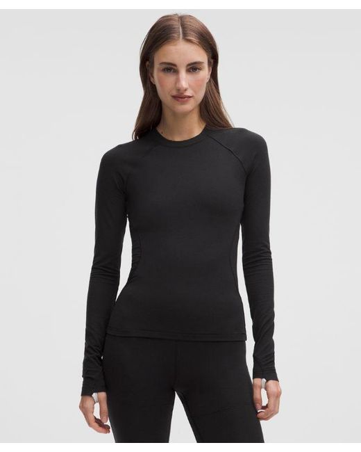 lululemon athletica Black – Merino Crewneck Base Layer – Wool-Blend – – Size Large
