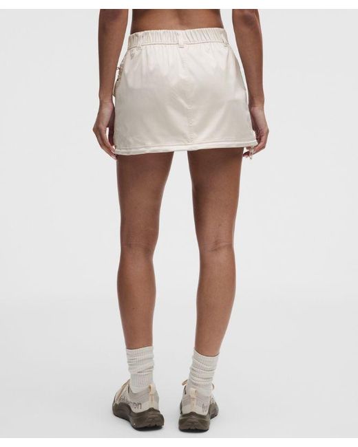 lululemon athletica Natural – Stretch Satin Mid-Rise Cargo Mini Skirt – – Size Large