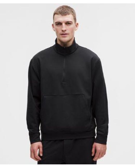 lululemon athletica Black – Heavyweight Soft Jersey Half Zip Sweatshirt – – Size Large for men