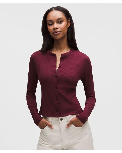 Micro Rib Cardigan lululemon Hold Tight Micro-Rib Cardigan in Red | Lyst