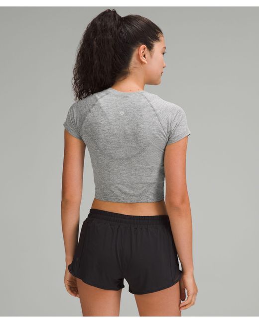 lululemon athletica Gray Swiftly Tech Cropped Short-Sleeve Shirt 2