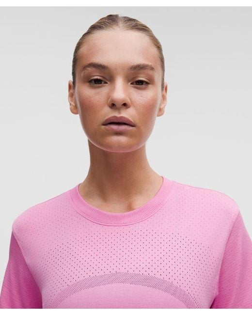 lululemon athletica Pink Swiftly Relaxed Short-Sleeve Shirt Hip Length