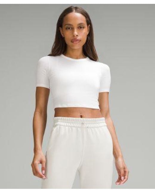 lululemon athletica White Hold Tight Straight-Hem Cropped T-Shirt