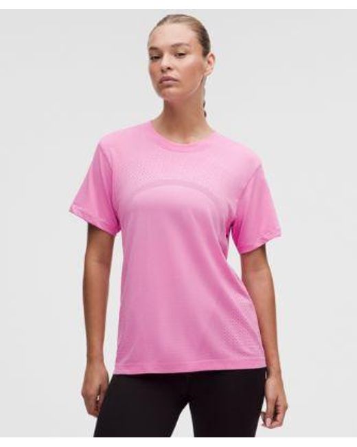 lululemon athletica Pink Swiftly Relaxed Short-Sleeve Shirt Hip Length