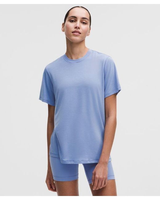 lululemon athletica Blue Jersey Training Short-Sleeve Shirt