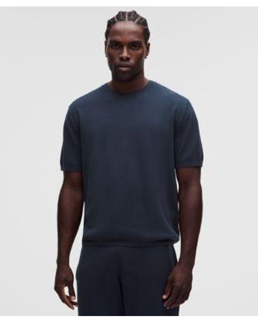 lululemon athletica Blue – Knit T-Shirt – Cotton-Blend – – Size Large for men