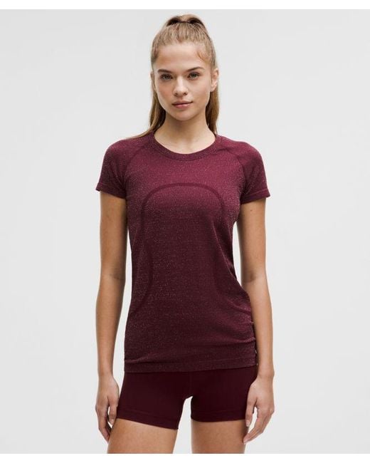 lululemon athletica Red – Swiftly Tech Short-Sleeve Shirt 2.4 Hip Length – /Burgundy – Size 4