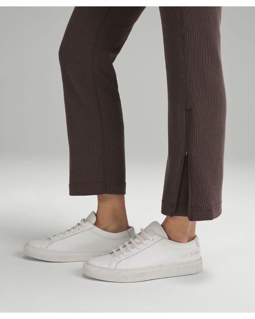 lululemon athletica Brown Ribbed Softstreme Zip-Leg High-Rise Cropped Pant 25"