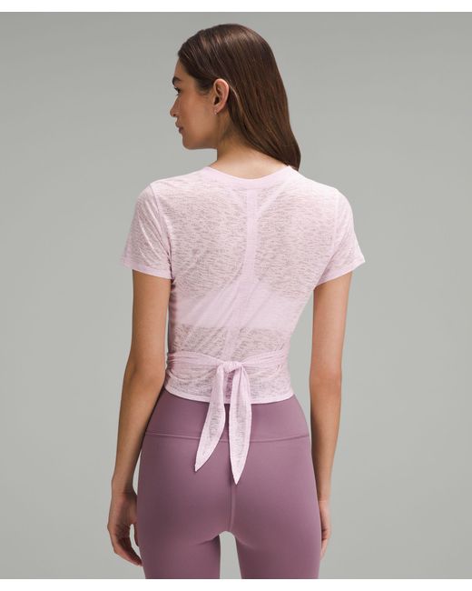 lululemon athletica Purple Tie-waist Breathable Short-sleeve Shirt