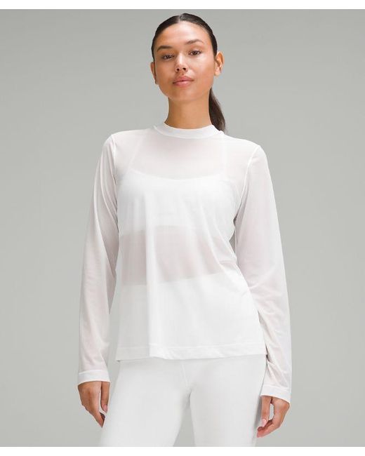 lululemon athletica White Keyhole Mesh Long-sleeve Shirt