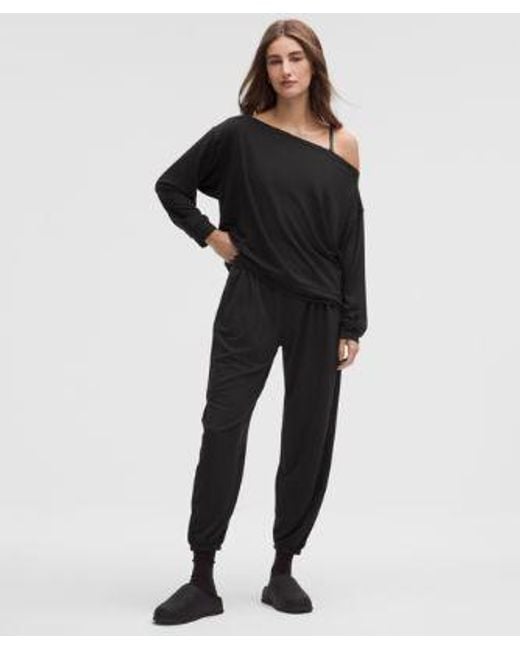 lululemon athletica Black Becalm Oversized Boatneck Long-Sleeve Shirt