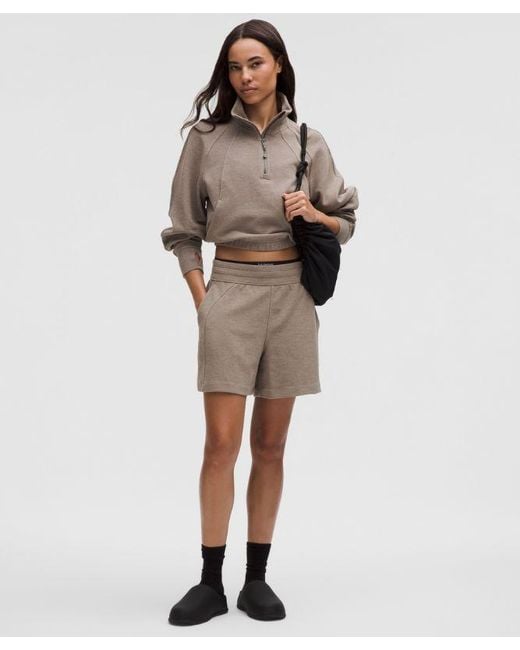 lululemon athletica Brown – Scuba Cropped Funnel-Neck Half Zip Sweatshirt Waffle – –