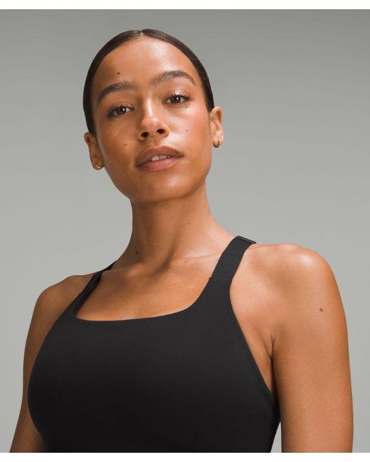 lululemon athletica Black – Ultralu Square-Neck Workout Sports Bra Medium Support, D/Dd Cup – – Size 14