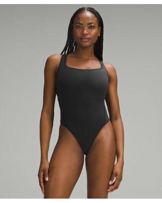lululemon athletica Black Wundermost Ultra-Soft Nulu Square-Neck Sleeveless Bodysuit