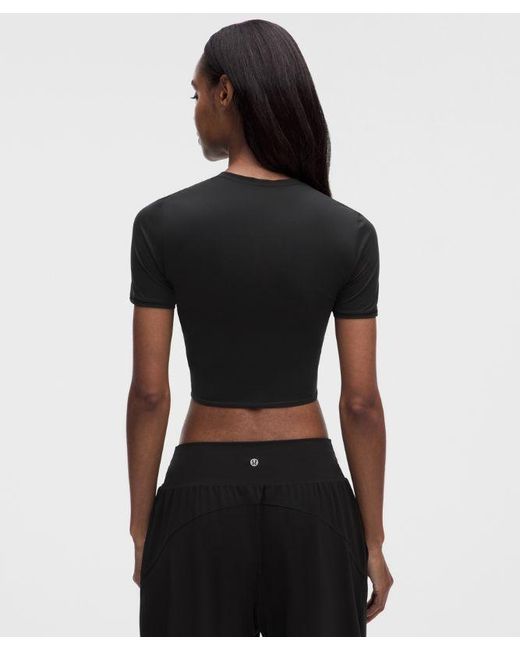 lululemon athletica Black Wundermost Ultra-Soft Nulu Crewneck Cropped T-Shirt
