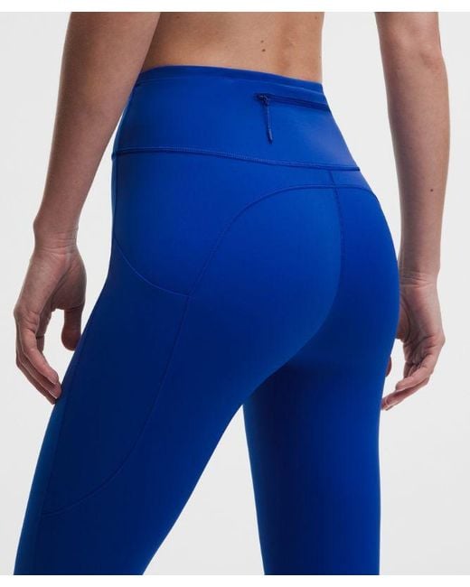 lululemon athletica Blue – Fast And Free 6-Pocket High-Rise Tight Leggings Design – 25" – – Size 14