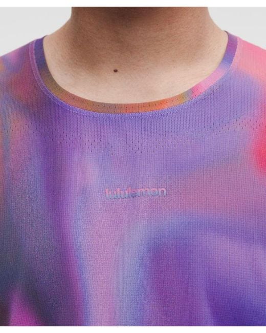 lululemon athletica Purple – Fast And Free Short-Sleeve Shirt Race Length – Color Printed – Size Large for men